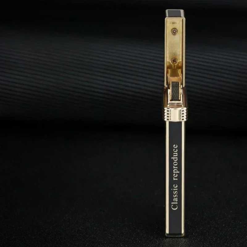 Brass Electroplated tra thin Windproof Butane Gas Lighter Mticolor ic Grinding Wheel Ignition Lighters Collection H251206