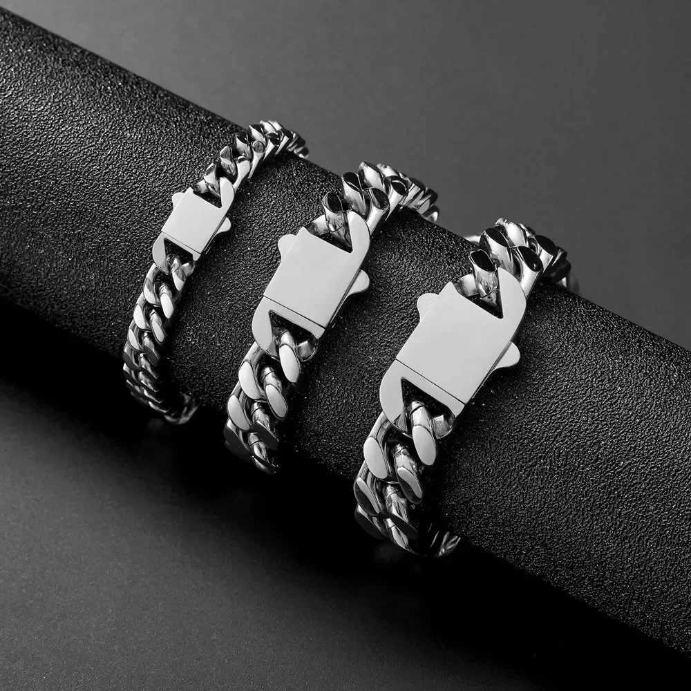 316 Stainless Steel Plated 18k Gold Fashion 81012mm Encrypted Cuban Chain Miami Rap Hip Hop Mens Bracelet Accessory W251206