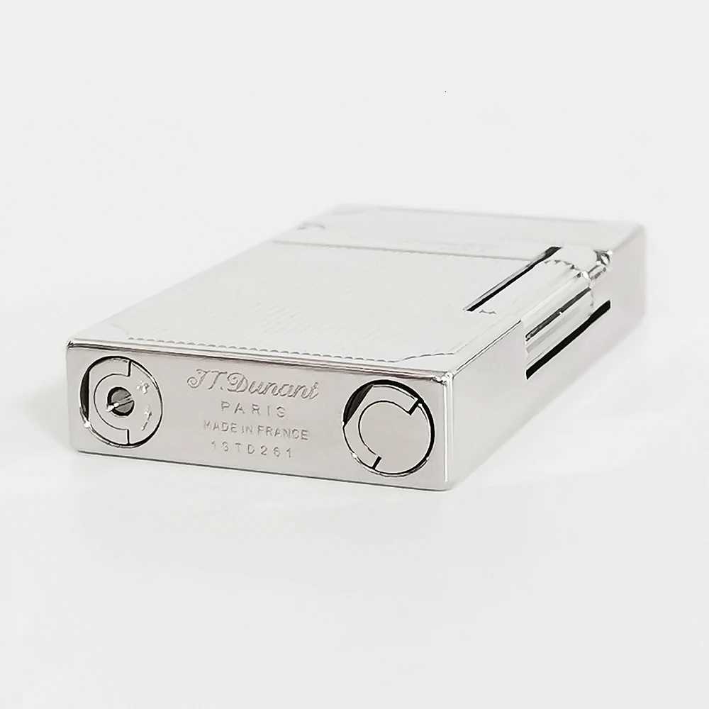 JTDunant Brass Lighter Butane Gas Smoking Cigarette Accessory Man Gift Collections Ping Sound Vertical Lines H251206