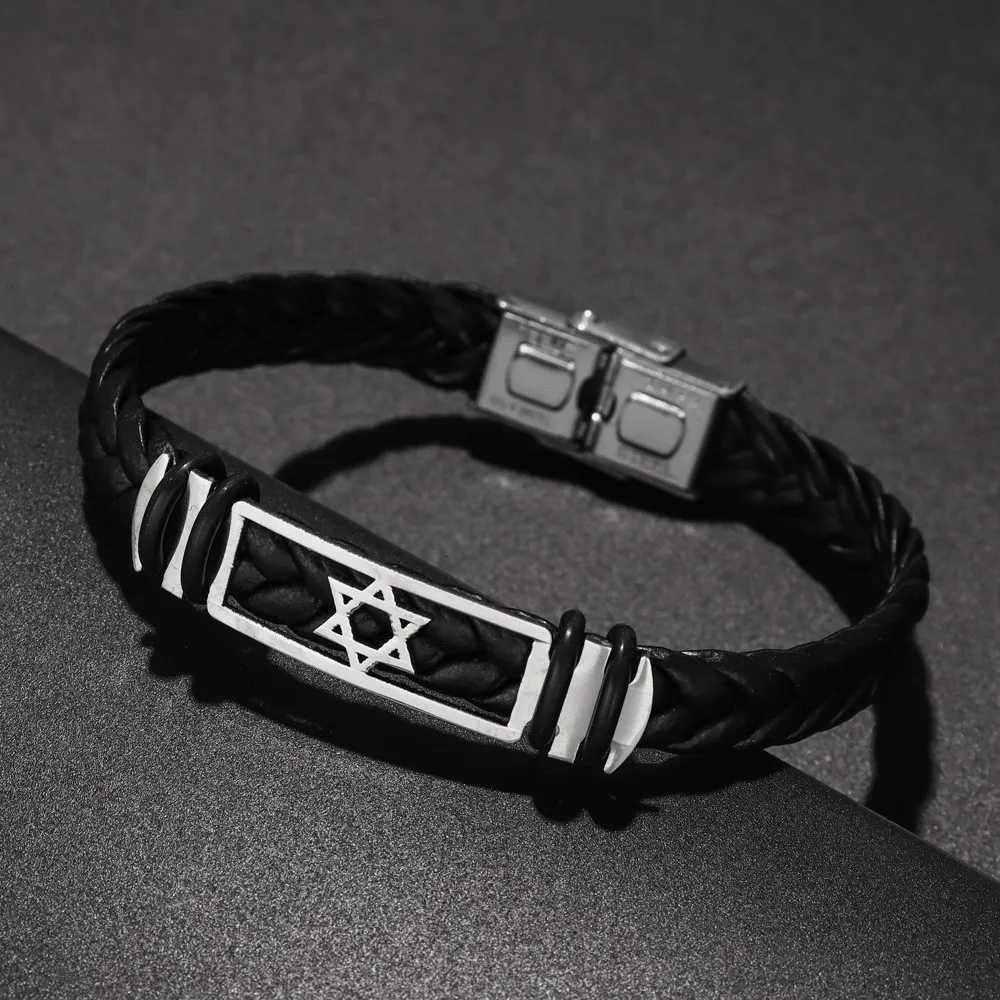 Simple High Quality Handwoven Leather Rope Mens Bracelet Six Stars Mens Fashion Leather Bracelet Holiday Gift Wholesale W251206