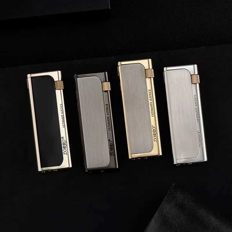 2025 Metal Zinc Alloy tra Thin Slim Grinding Wheel Side Slip e Copper Butane Gas Lighter Smoking Accessories Gadgets H251206