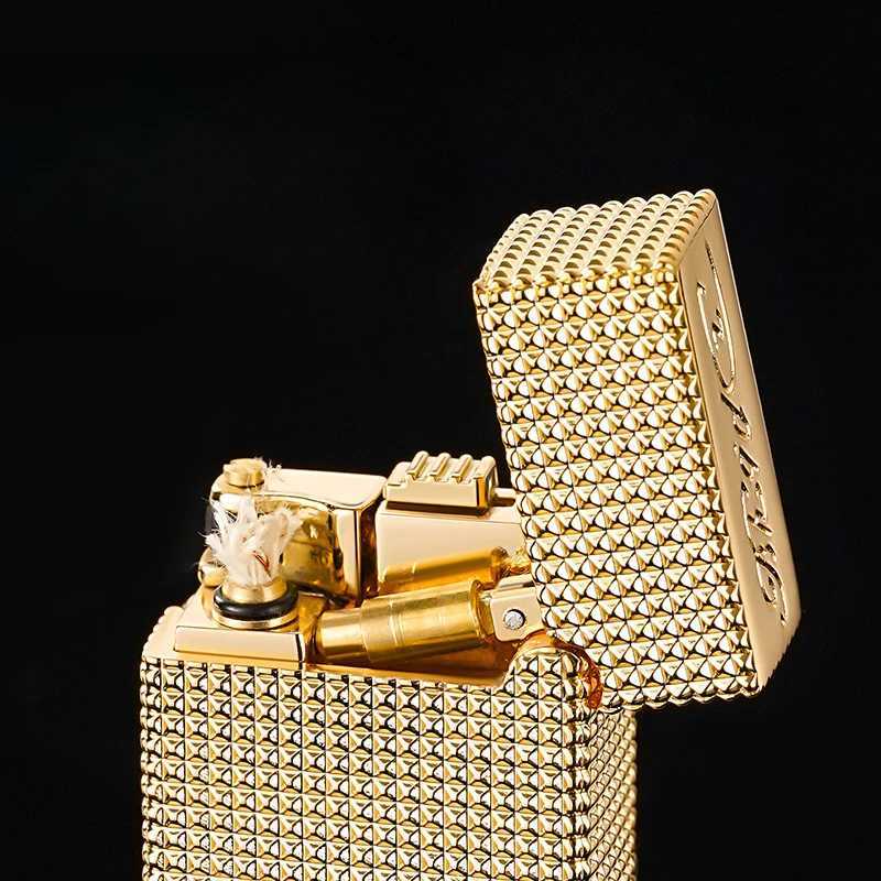 Grinding Wheel Side Sliding Flame Kerosene Lighter High-quality Metal Embossed Open Flame Lighter Gift Box Optional H251206