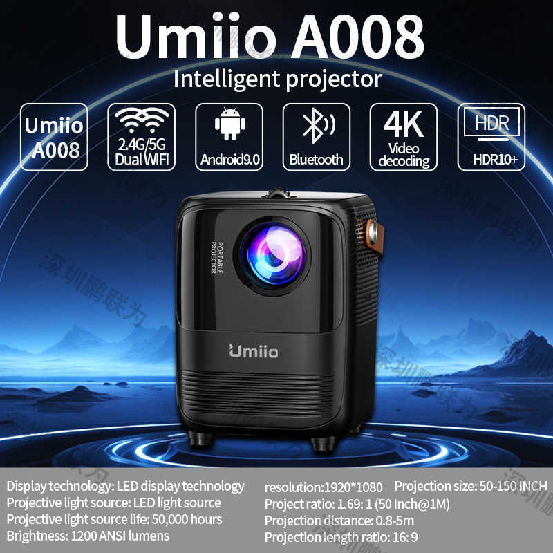 HY300PRO projector A008 intelligent mini portable home projector for outdoor use with 4K ultra-high definition resolution X2504071