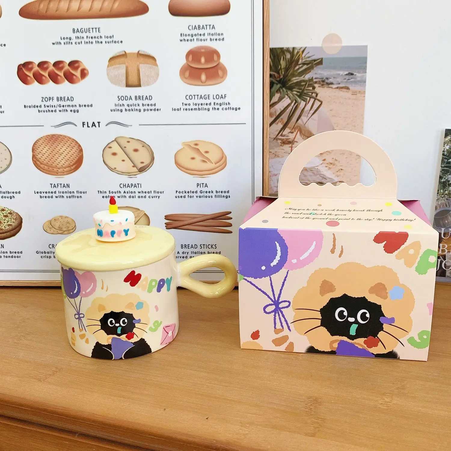 Cute Cat Covered Ceramic MugHigh-end Coffee MugsCouple Birthday Gift Water Cup Home Breakfast Milk CupsChristmas Kawaii Cup M251206 - view 7