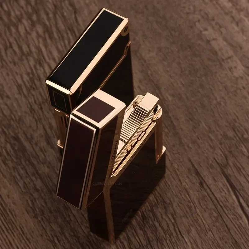 Genuine Steel Tone Loud Lighter Gas Iatable Open Flame Metal Side Sliding Cigarette Lighter for Boyfriend Husband Gift Box H251206