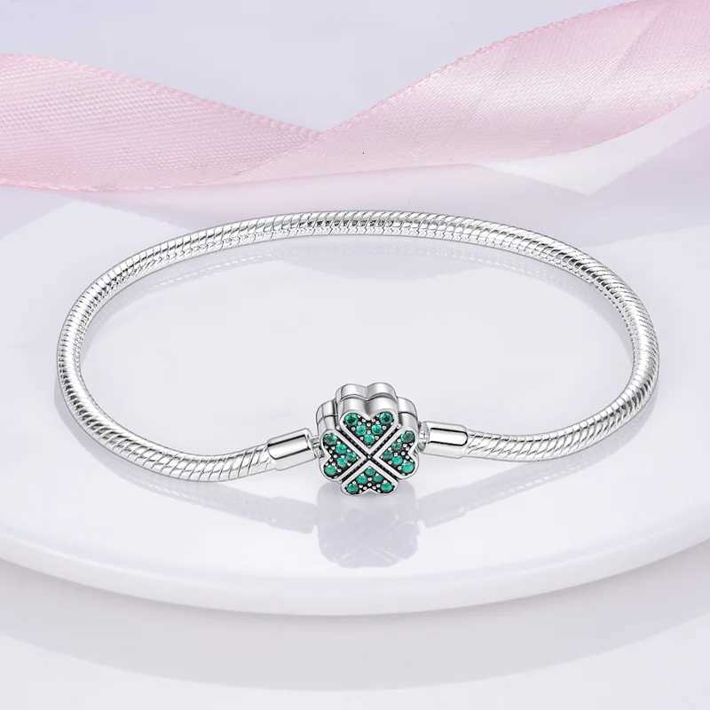 Bracelet Silver 925 Original 17-20CM Star Moon Sun Four Leaf Clover Green Zircon Bracelets Fit DIY Charms Birthday Jewelry Gifts W251206
