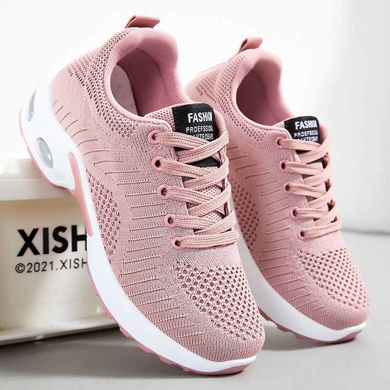 Free Shipping New Shoes Women'S Plus-Size Women'S Shoes Casual Sports Shoes Solid Color All Kinds Of Air Shoes Flying Fabric Breathable Runn