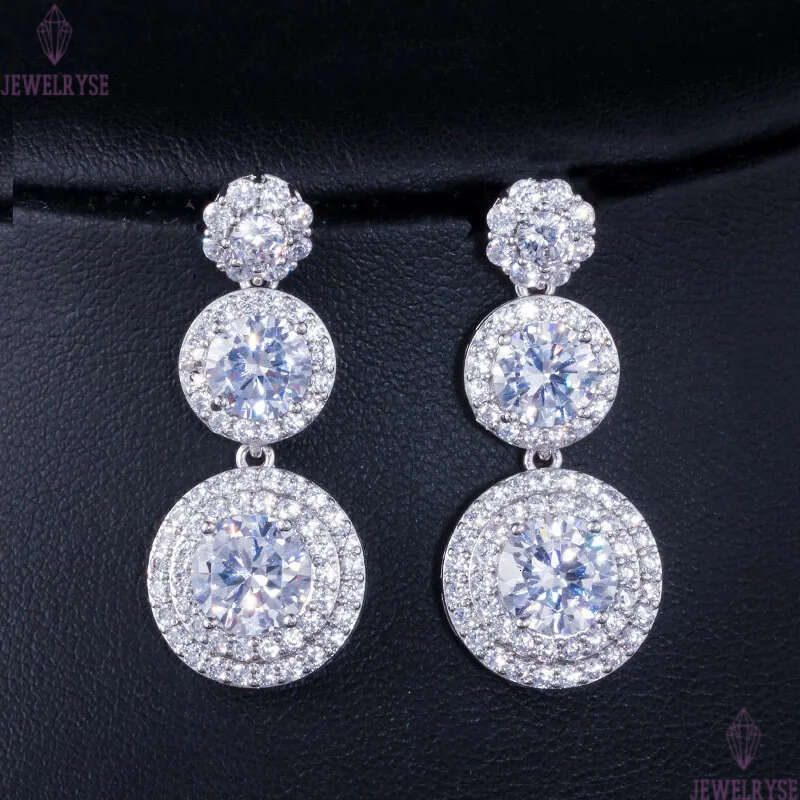 Luxury Bride Wedding Charm Long jewelry designer Silver earrings South American Water Drop Pearl White Blue Red AAA Cubic Zirconia Copper Earring For 