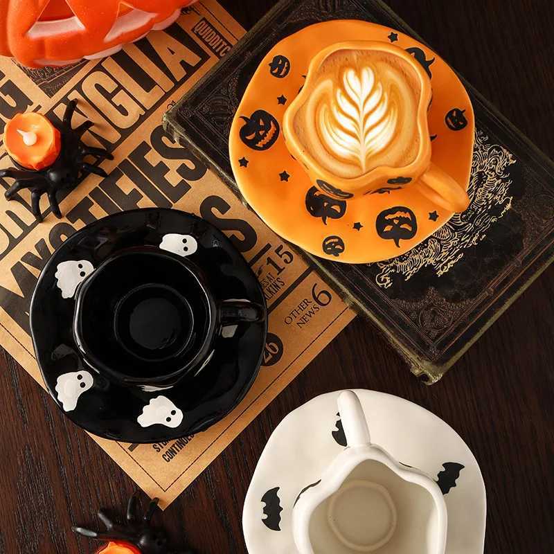 Creative Halloween Ceramic Mug Disc Set Household Kitchen Coffee Cup Plates Pumpkin Bat Milk Oat Breakfast Cup Set Festival Gift M251206 - view 5