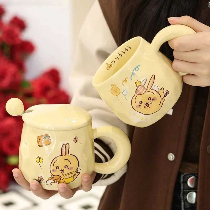 Cartoon Cute Chiikawa Usagi Ceramic Cup with Lid and Spoon Gift Box Set High-looking Mug Coffee Cup Water Cup Gift M251206 - view 4
