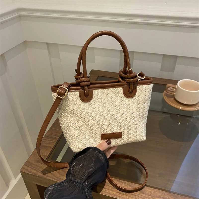 New Straw Woven Crossbody Bags For Women Summer Vacation Bucket Shoulder Bags Summer Seaside Beach HandbagsT251206