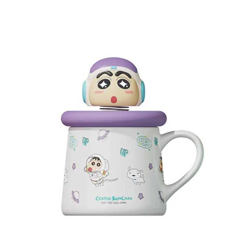 Crayon Shin Chan Ceramic Water Cup Kawaii Portable with Lid Coffee Milk Water Cup Ins Korean Cartoon Anime Friends Gift M251206 - view 7