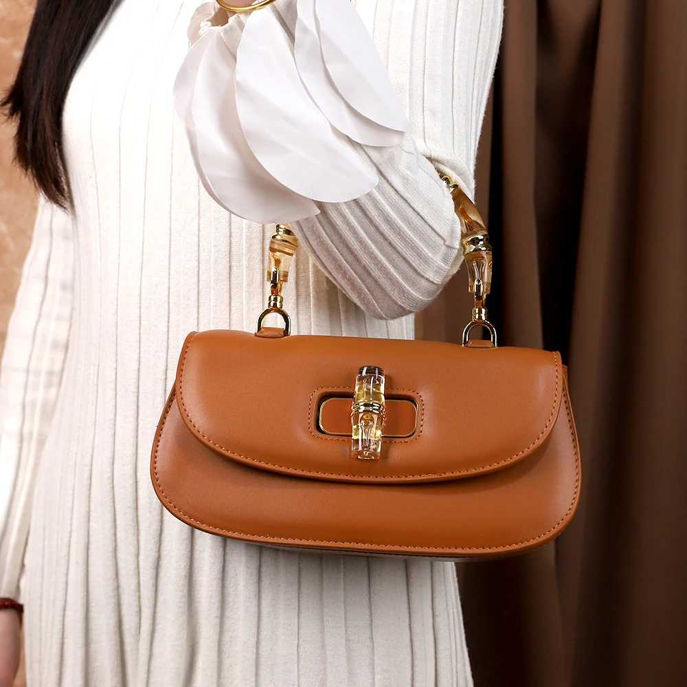 The 2025 new bamboo joint hand-held saddle bag is a versatile and high-end small single-shoulder crossbody bag for womenT251206