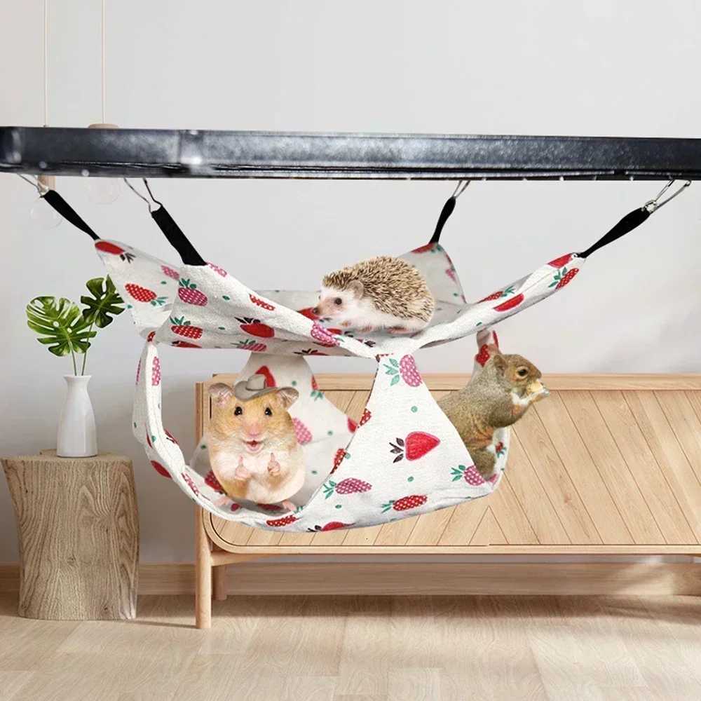 Pets Hammock Cotton Hamster Mouse Hanging Bed Small Pet Hamster Rabbit Double Layer Warm Sleep Nests Hanging Hammock Supplies M251206
