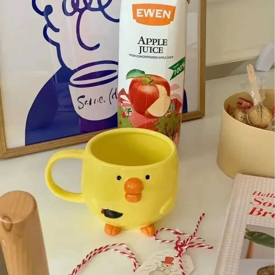 300ML Cute Mug Dudu Mouth Chicken Ceramic Mug Breakfast Juice Cup Household Milk Cup Cartoon Coffee Cup Birthday Gift 4 Cute Po M251206 - view 7