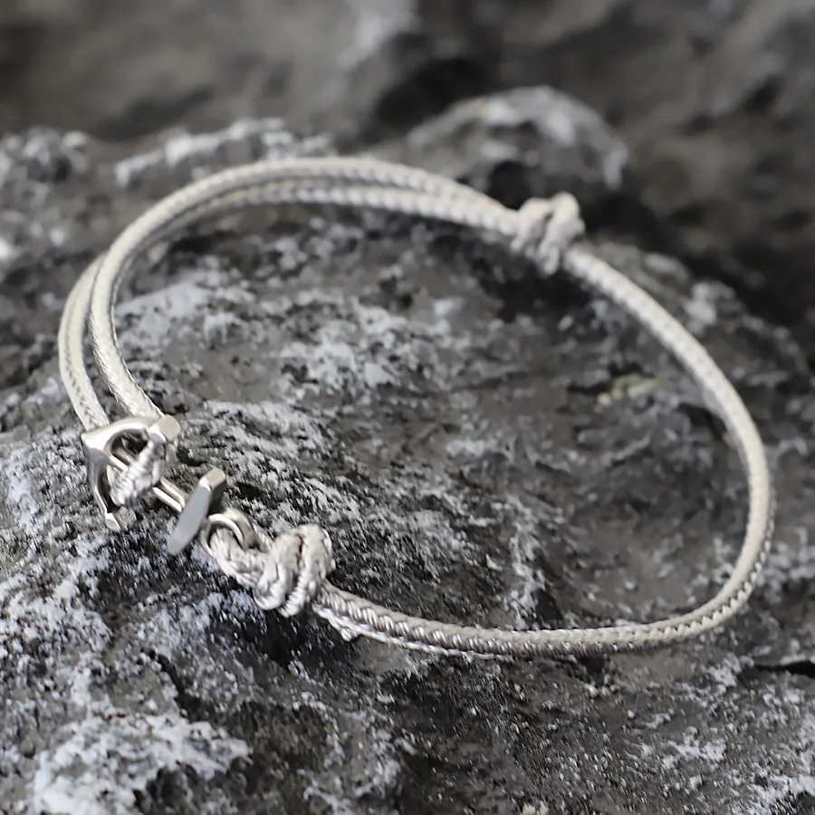 Simple Grade A 2mm Rope Bracelet Men Women Stainless Steel Anchor Handmade Adjustable Thin Cord Wristband Couple Luck Jewelry W251206