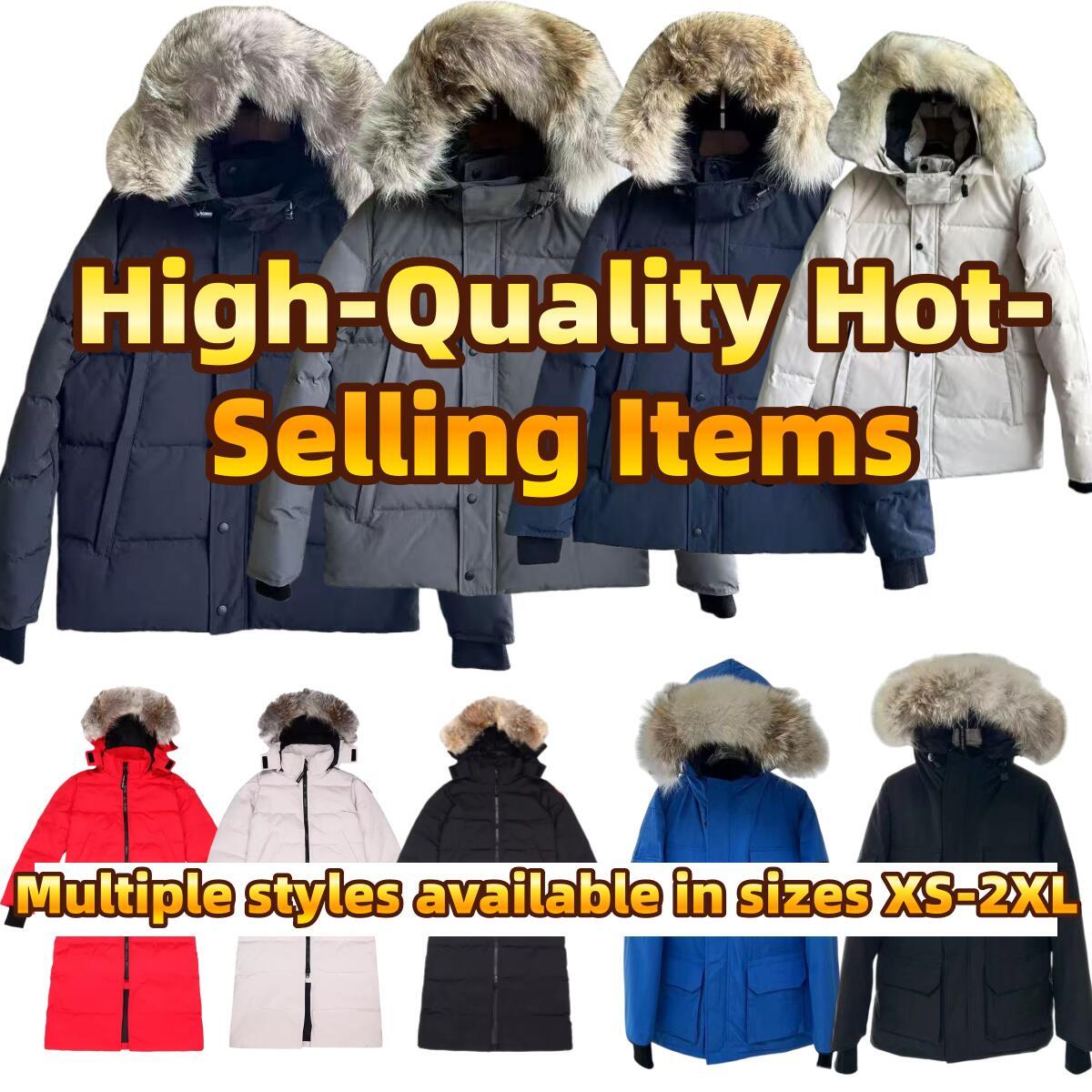 Designer High Quality Canadian Men Down Jacket Coat Real Big Wolf Fur Women WyndhamOvercoat Clothing Fashion coat Winter Jacket