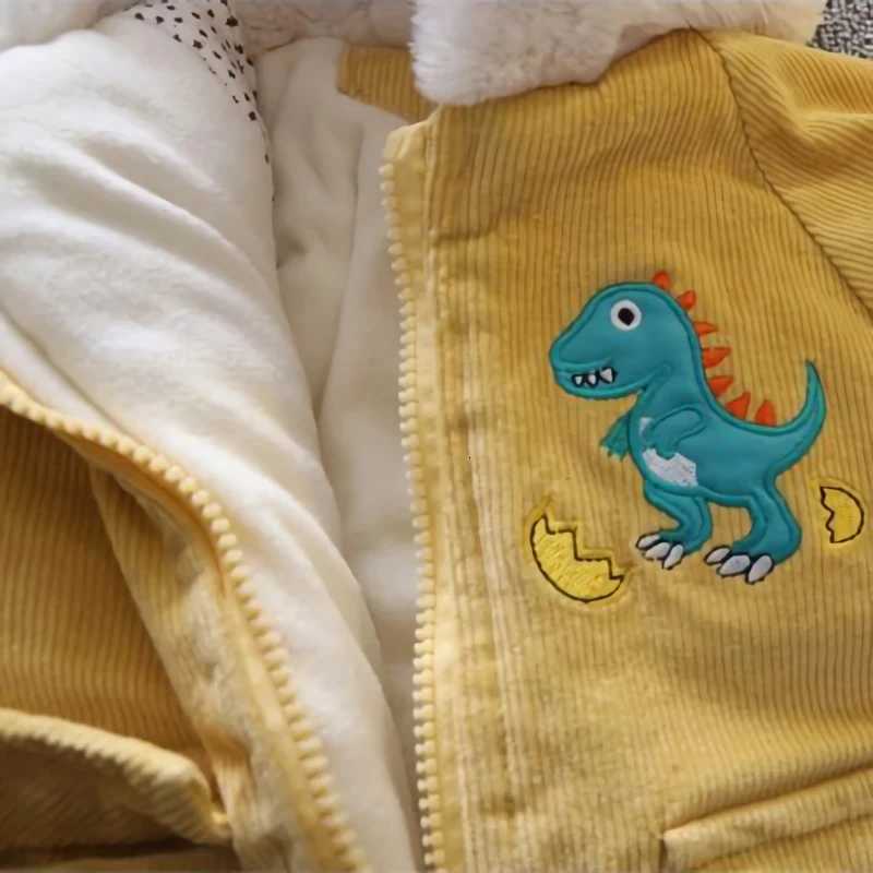 Winter Kids Corduroy Hooded Jackets Boys Cartoon Outerwear 0-6Y Young Children Casual Clothes Autumn Girls Thick Warm Coats 2024W251206