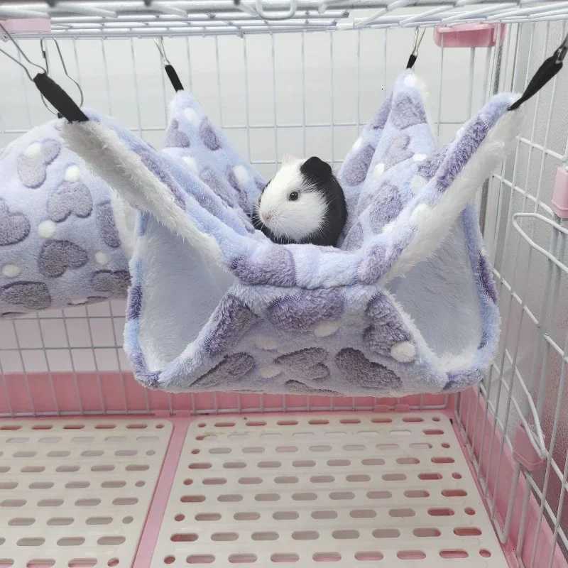 Hammock for Rats Double Thick Plush Winter Warm Bed for Hamster House Nest Sleeping Bag Hanging Tree Bed Guinea Pig Pet Supplies M251206