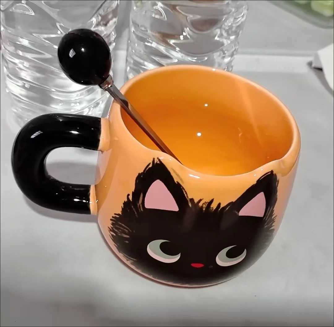 Cartoon Ceramic Cute Cat Mugs with Spoon Creative Cat Paw Mug Coffee Tea Milk Oatmeal Cup Large Capacity Animal Cups Funny Gift M251206 - view 3