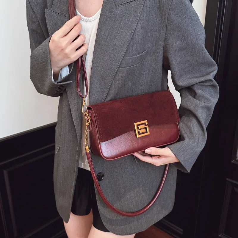 2025 Hot-Selling Womens Retro Splicing Bag - Premium Matte Suede Small Square Fashion Temperament Messenger ShoulderT251205
