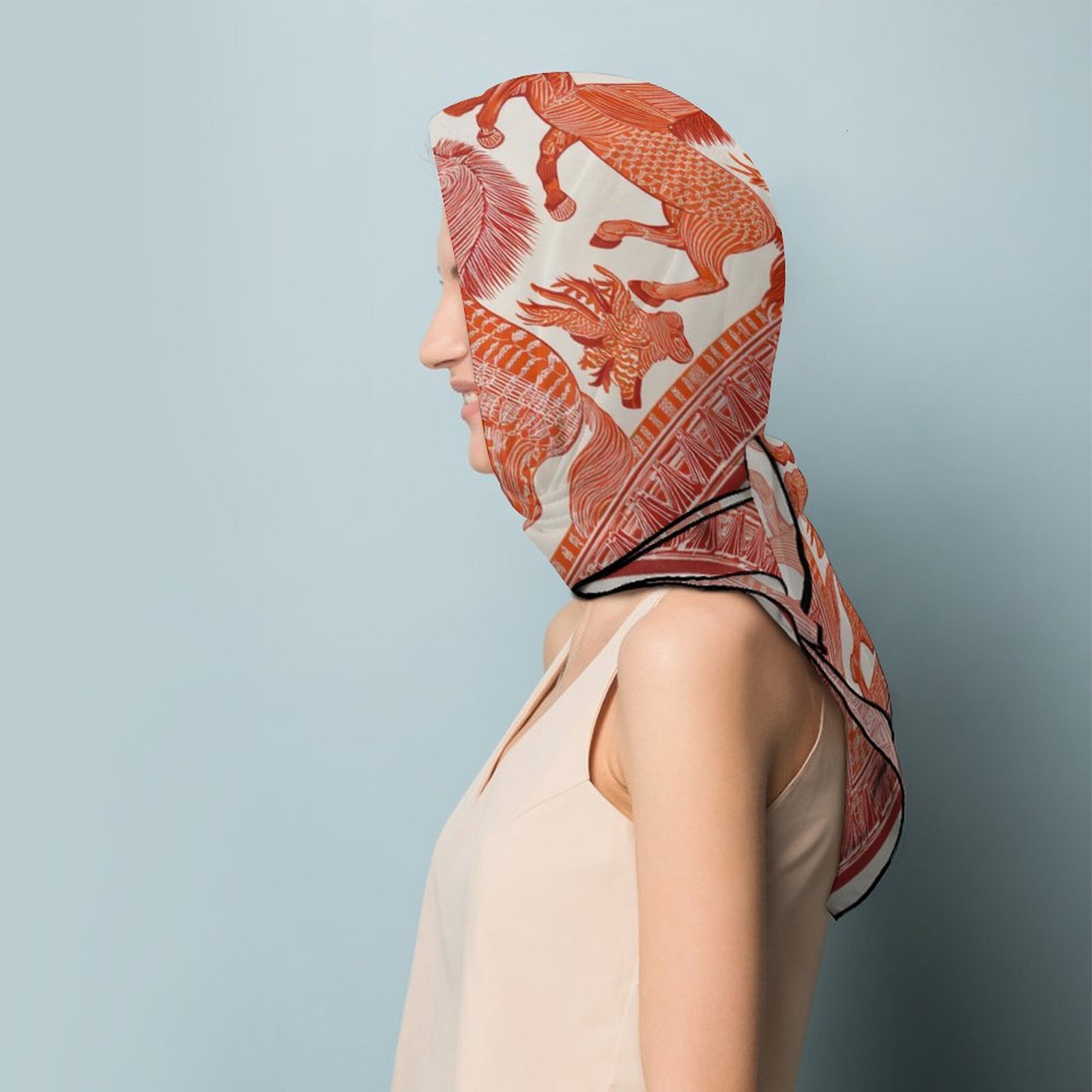 Custom Designer H Neck Scarf For Horse Pattern Luxury Womens Silky Head Scarves Hair Bandanas Square Scarf Fashion Accessories lightweight H56