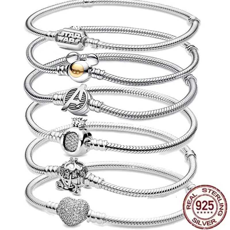 100 S925 sterling silver heart-shaped crown snake bone bracelet suitable for original DlY bracelet womens fashion jewelry W251206