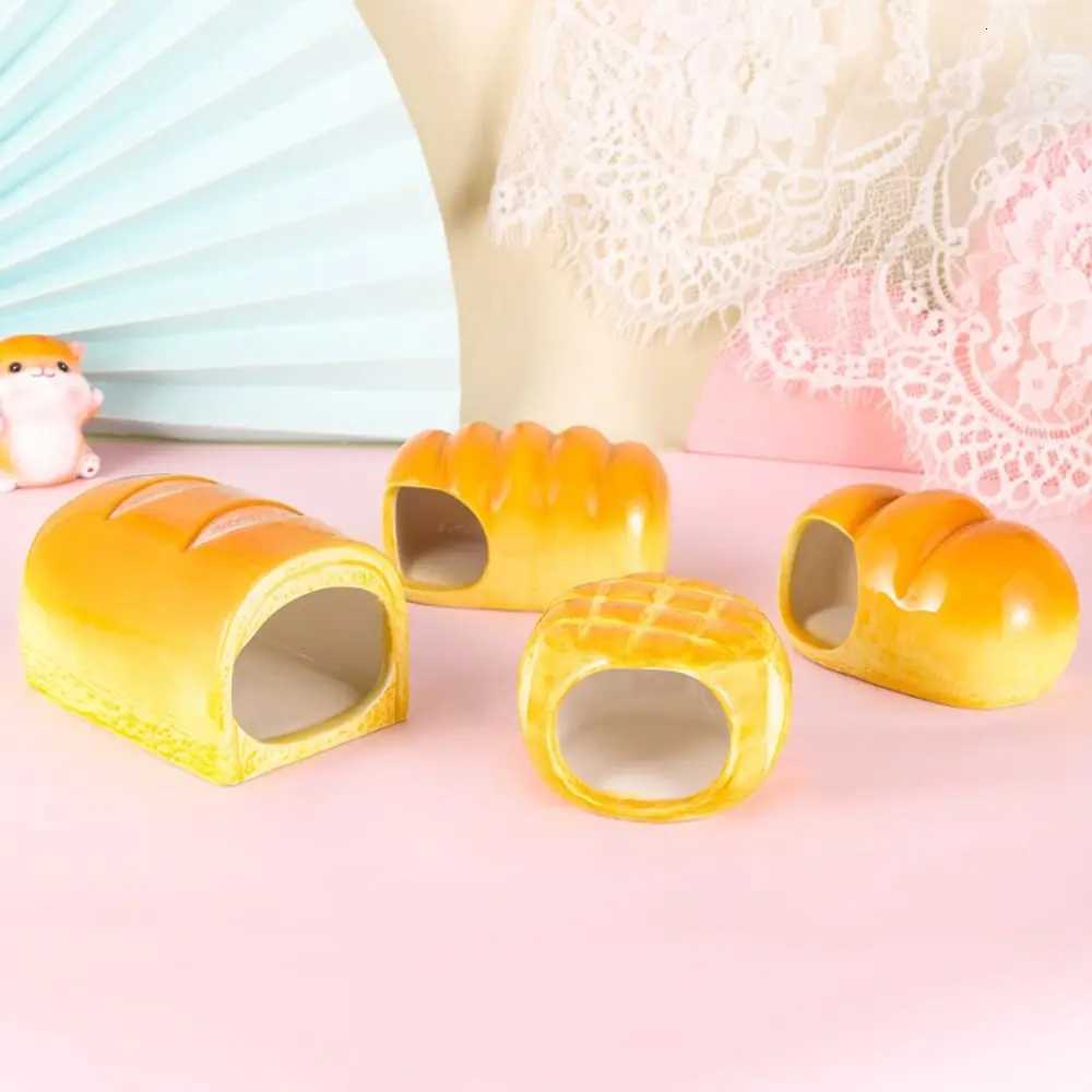 Hamster Landscaping Supplies Ceramic Hamster Nest Bread Shaped Cooling Pet Small House Cute Creative Hamster Bed Four Season M251206