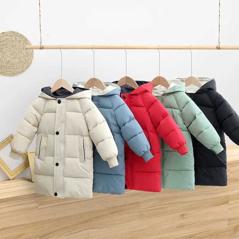 2-10 Years Winter Girls Jacket Solid Color Keep Warm Princess Coat Hooded Zipper Fashion Long Style Outerwear Children ClothingW251206