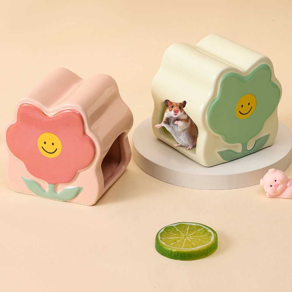 1Pc Small Animal Hideout Ceramic Hamster House Chinchilla Mini Hut Cave Cage Accessories For Dwarf Hamsters Gerbils And Hedgehog M251206