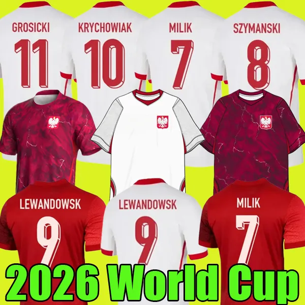 2026 Poland World Cup New Men Home Away Polska National Team LEWANDOWSKI Soccer Jerseys BEDNAREK CASH ZIELINSKI SZYMANSKI KIWIOR Polish kids kits Football Shirt
