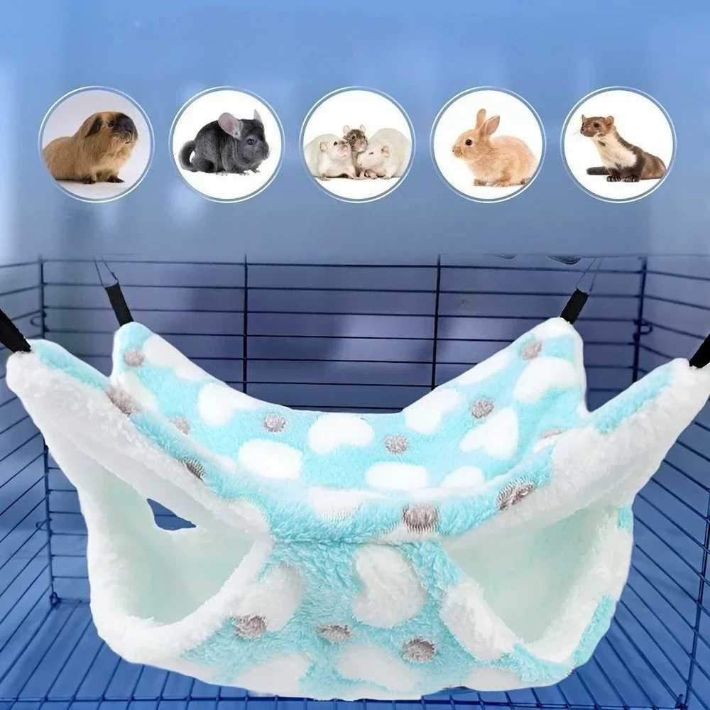 Hamster Hammock Small Pet Hanging Bed Double Warm Thickened Honeybug Flying Squirrel Guinea Pig Hammock Pet Cage Accessories M251206