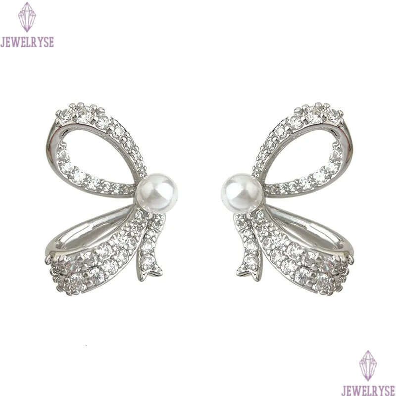 original pearl stud designer earring for woman party copper bowknot earrings women ear clip jewelry S925 silver needle womens family friend gift