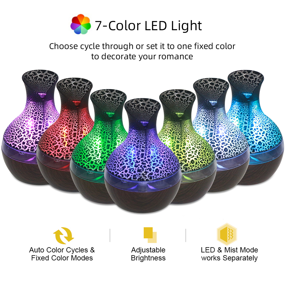 300ml Aromatherapy Essential Oil Diffuser with Remote Control 2 Oils, 7 Color Changing LED Lights Cool Mist Humidifier for Spa