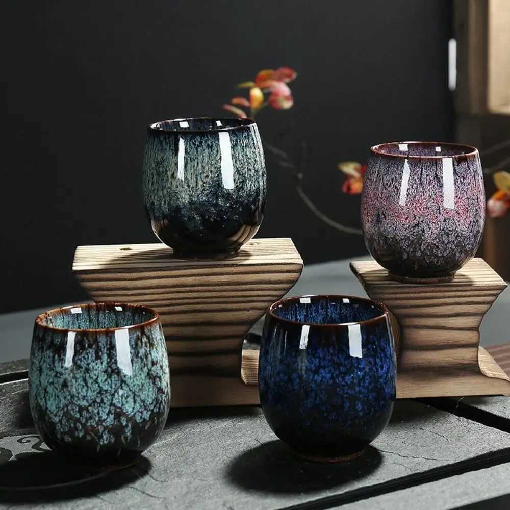 Japanese Style Ceramic Tea Cup Kiln Transformation Espresso Cup Porcelain Kung Fu Teacup Pottery Coffee Mug Wine Drinkware M251206 - view 3