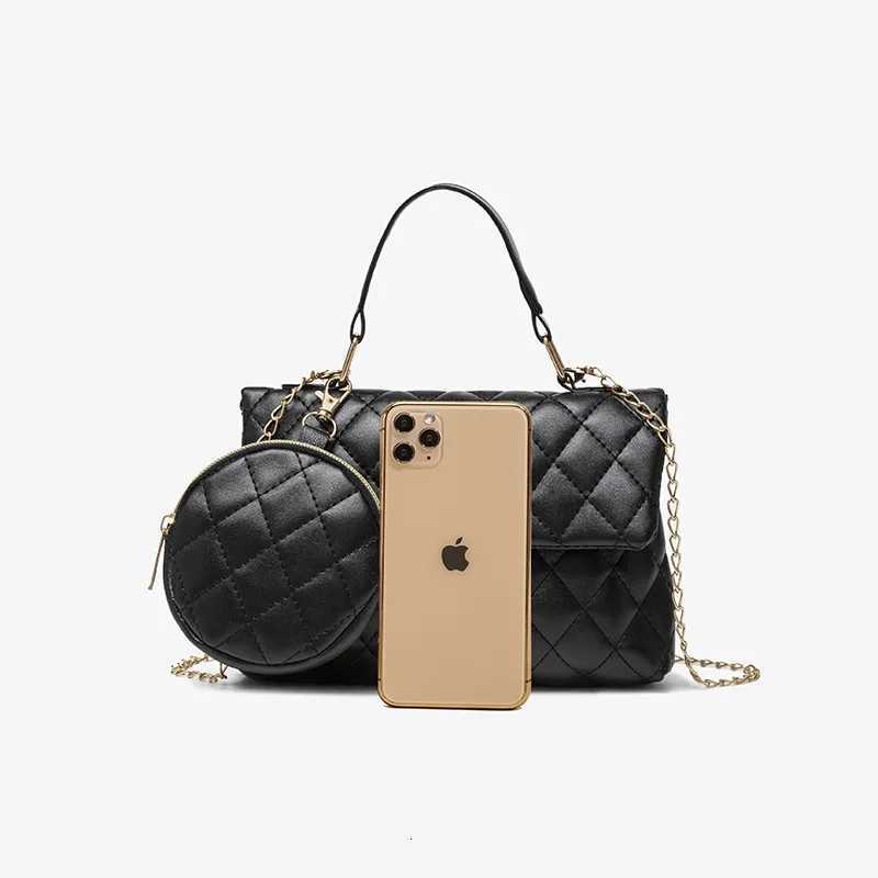 Quilted Shoulder Bag with Mini Round Coin Purse Set Chain Strap Luxury Women Handbag Designer Crossbody Bag for Daily UseT251206