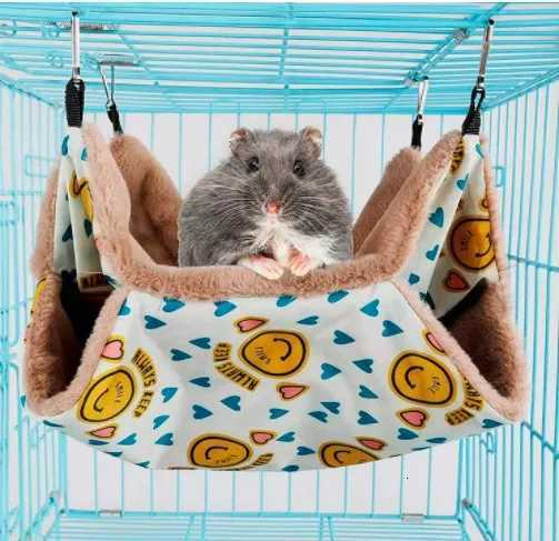 Hammock For Rats Double Thick Plush Warm Bed For Hamster House Nest Sleeping Bag Hanging Tree Beds Guinea Pig Hamster Cage M251206