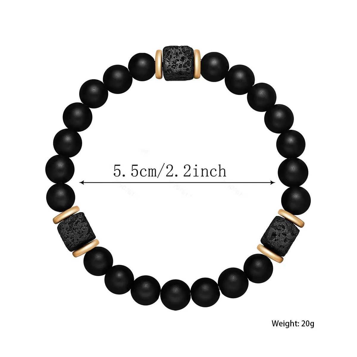 Black Onyx Lava Bracelet - Matte Cube Gemstone Stretch Band for Men/Women Yoga Balance Energy Healing Jewelry Grounding W251206