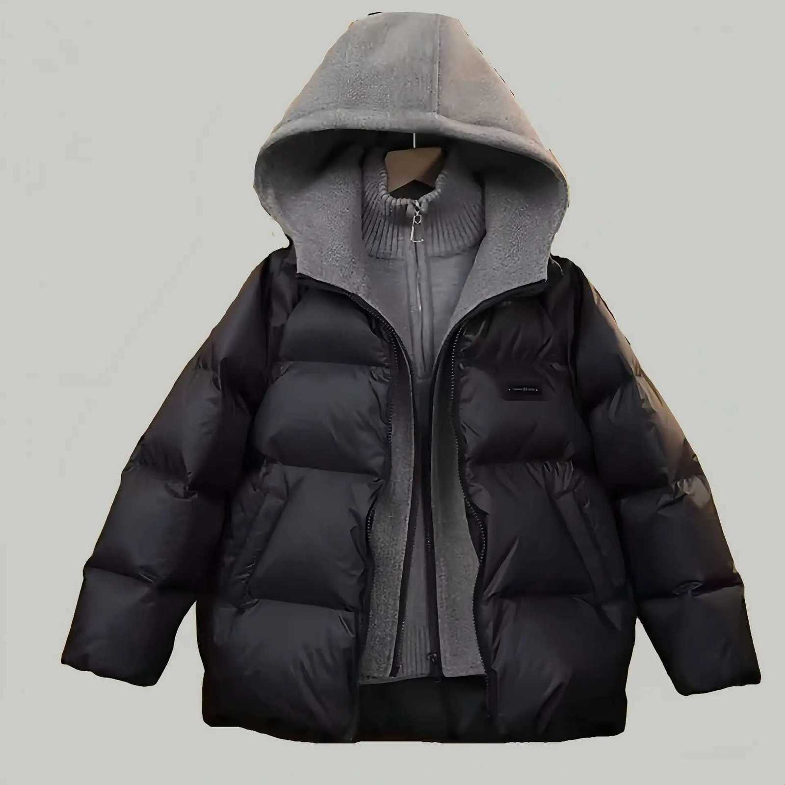 Winter Warm Boys Casual Patchwork Hooded Zipper Puffer Jackets School Kids Thick Track Coat Top Children Outfit Windbreaker 5-16W251206