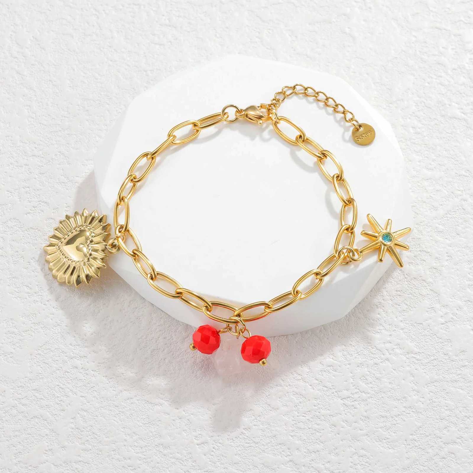 Nextvance Summer Fashion Gold Plated Bracelets For Women Red Strawberry Cherry Watermelon Charms Stainless Steel Jewelry Gifts W251206