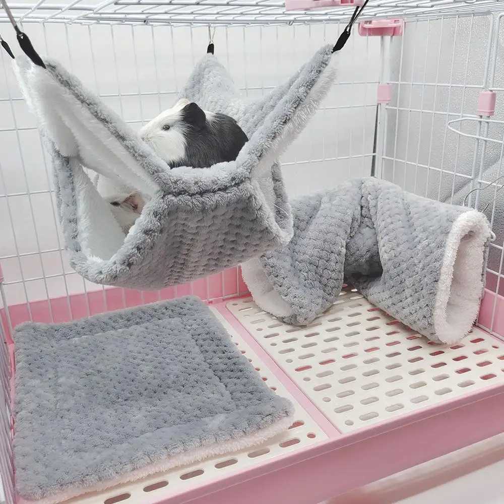 1Pc Hamster Nest Winter Bed House Shed Hanging Hammock Cage Tunnel Plush Hideaway For Hamster Guinea Pigs Sugar Small Pe H8z6 M251206