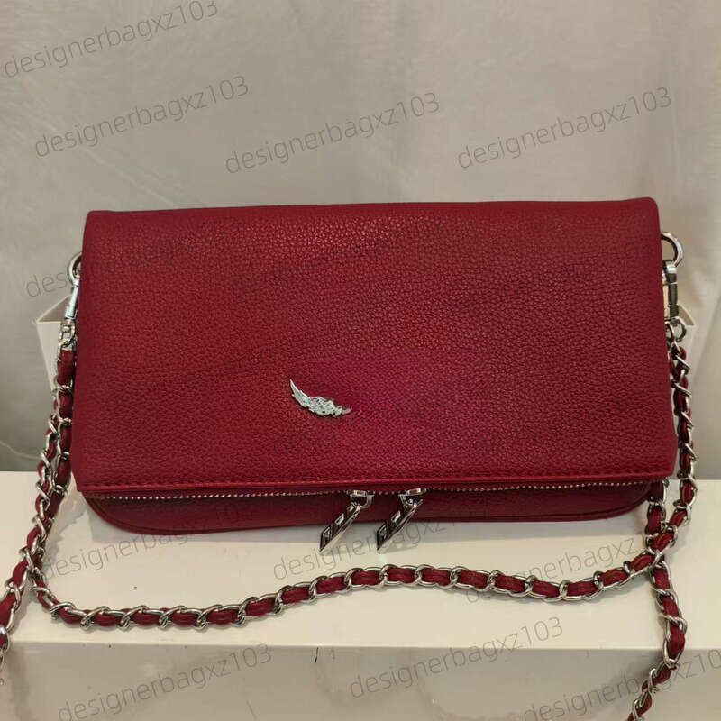 Luxury Bag Zadigandvoltaire Bag Designer Bag Sac Zadigandvoltaire Black Wing Rhinestone Womens Bag PU Metal Chain Card Holder Shoulder Bag Crossbody Bag