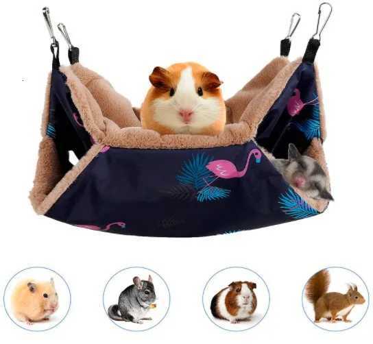 Hammock For Rats Double Thick Plush Warm Bed For Hamster House Nest Sleeping Bag Hanging Tree Beds Guinea Pig Hamster Cage M251206