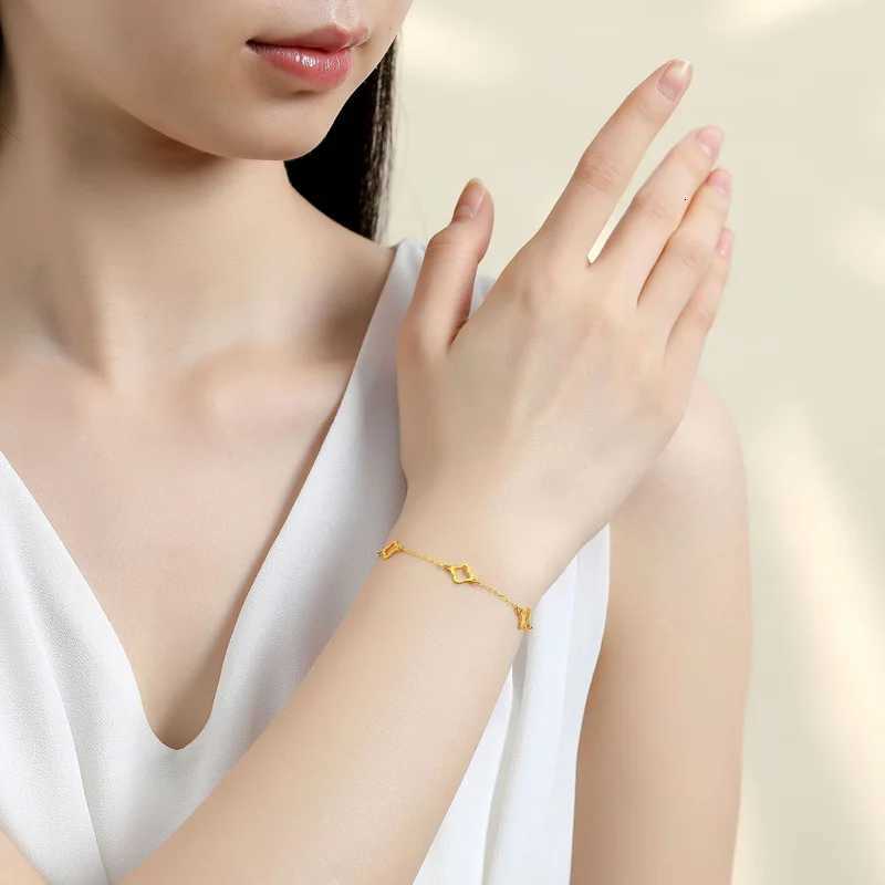 EVISPOL Fashion Stainless Steel Clover Flower Bracelet Set for Women Stylish Gold Color Bangles Earring Piercing Jewelry Gifts W251206