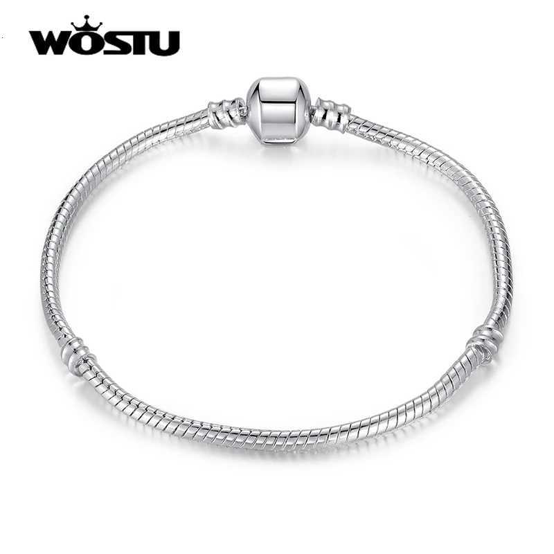 WOSTU Hot Sale Love Chain Bracelets Fit Original DIY Charm Beads Bracelet Alloy Jewelry Gift for Men Women 16-21cm Adjustable W251206