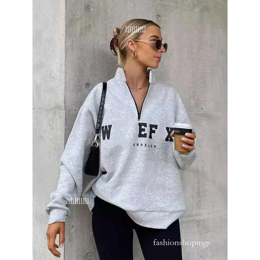 Whitefoxsweatshirtly Designer Women Foxset Hoodie Trendy High Street Loose Letter Printing Casual Sweatshirt Height Zipper Comfort White Foxness 6D2 99E