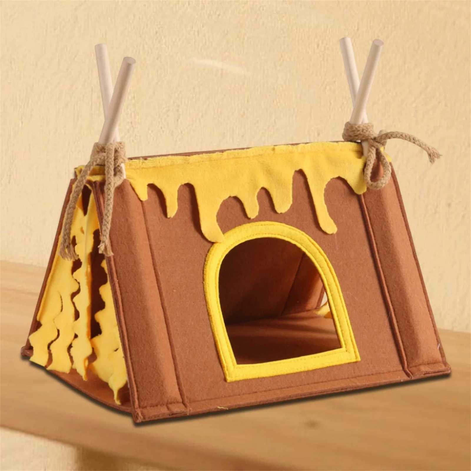 Cozy Wooden Frame Teepee Tent for Small Pets - Adorable Design Perfect Playhouse for Squirrels Hedgehogs Guinea Pigs and M251206