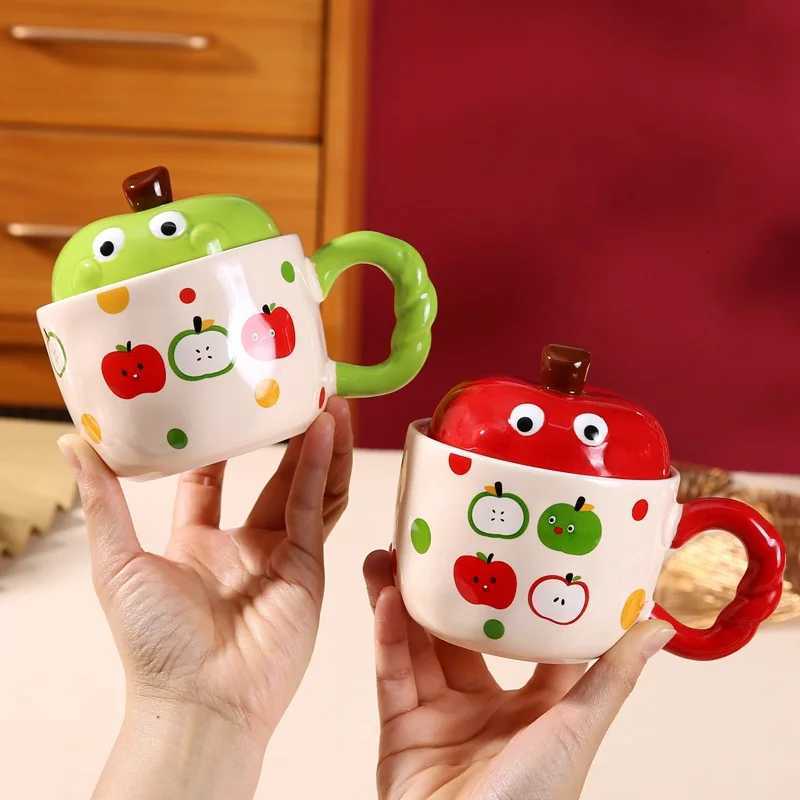 Creative Apple Shaped Ceramic Mug With Lid 2025 New Household Office Water Cups Large Capacity Girl Milk Cups Gift Box M251206 - view 5