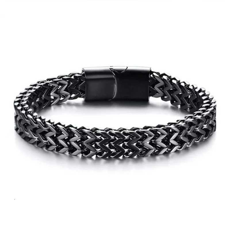 Classic Versatile Silver Color Chain Bracelet Mens Stainless Steel Bracelet with Metal Magnetic Buckle Bracelet W251206