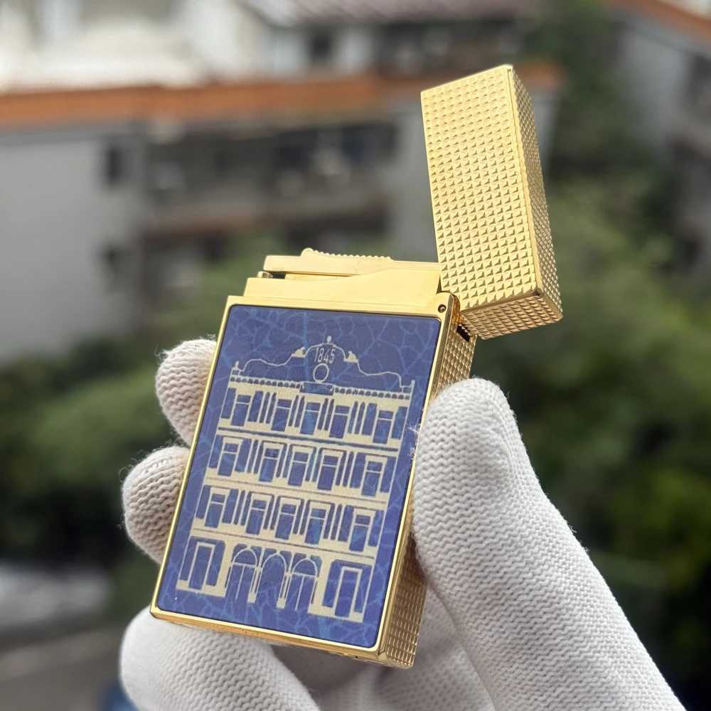 Gas Lighter Brass Lacquer Meo for Cigars Dual Flame Collectible Cigar Tools lighters for smokers Collector Gift H251206